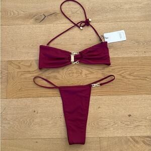 Heart of Sun  - Elektra Bikini in Wine Red & Gold